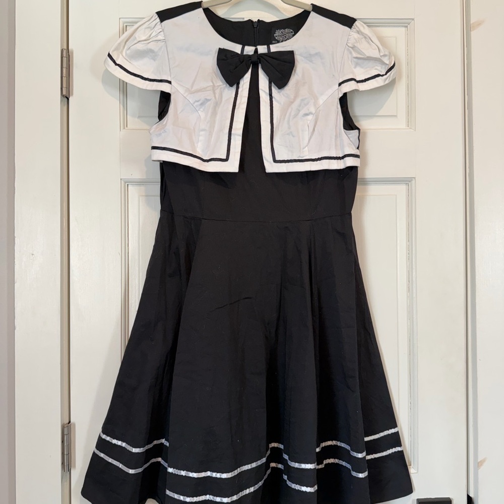 Hearts & Roses London Black and White Dress Pin Up Sailor Dress